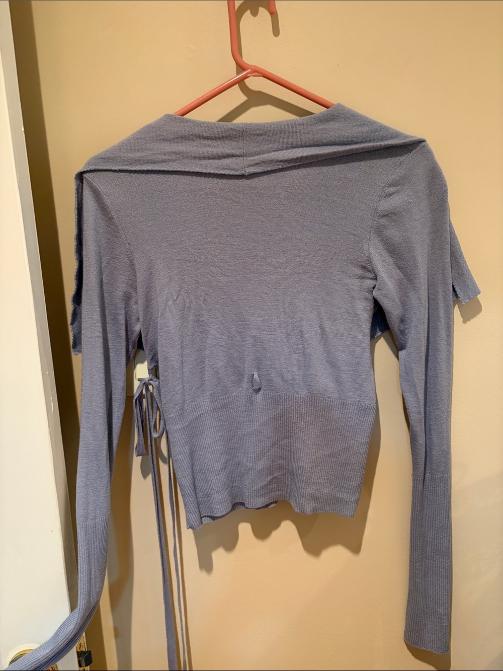Escada Light Blue Wrap Tie-Front Long Sleeve Top - Picture 2 of 4